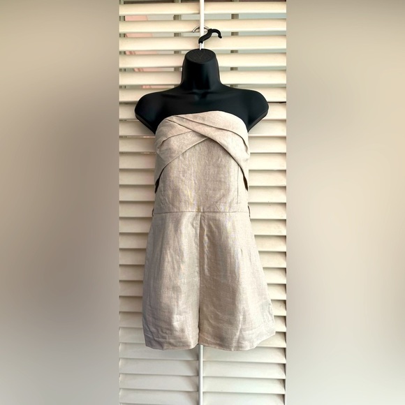 Tart Collection Metallic linen strapless romper Sz Large - Picture 5 of 15